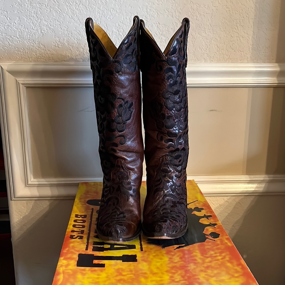 Corral LD Choc Black Tall Floral Lace Embroidery Boots - Picture 4 of 16